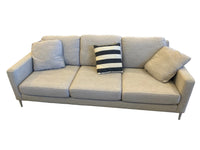 3-Seater Light Grey Thick Upholstered Fabric Sofa