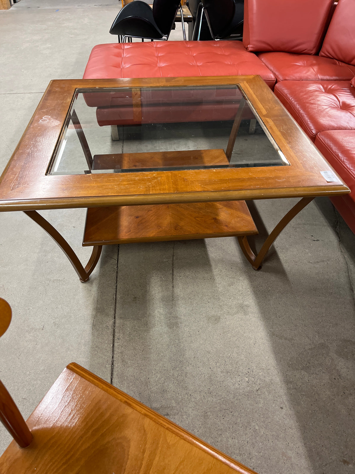 40"W Glass / Wood Coffee Table