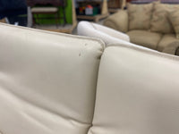 Cream and Tan Leather Sofa