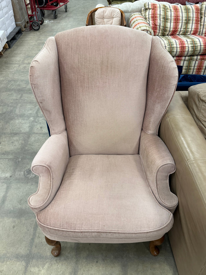 Big Light Pink Wingback Chair