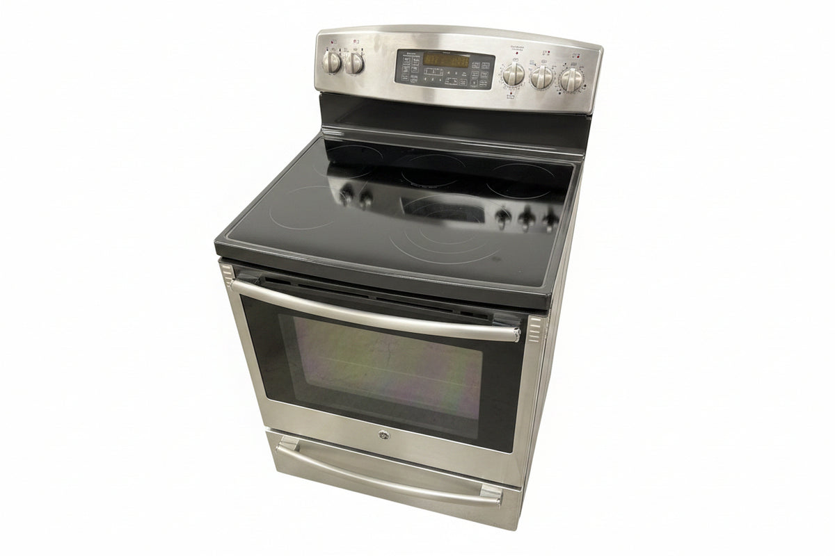 Black and Stainless Steel GE Free-Standing Electric Stove