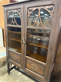 Antique Dark Wood China Cabinet