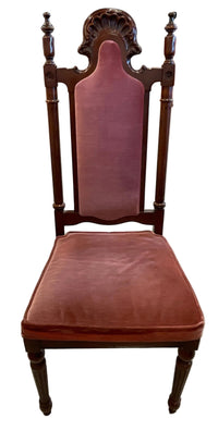 Set of 4 Dining Chairs - Armless, Dusty Pink Velour Fabric