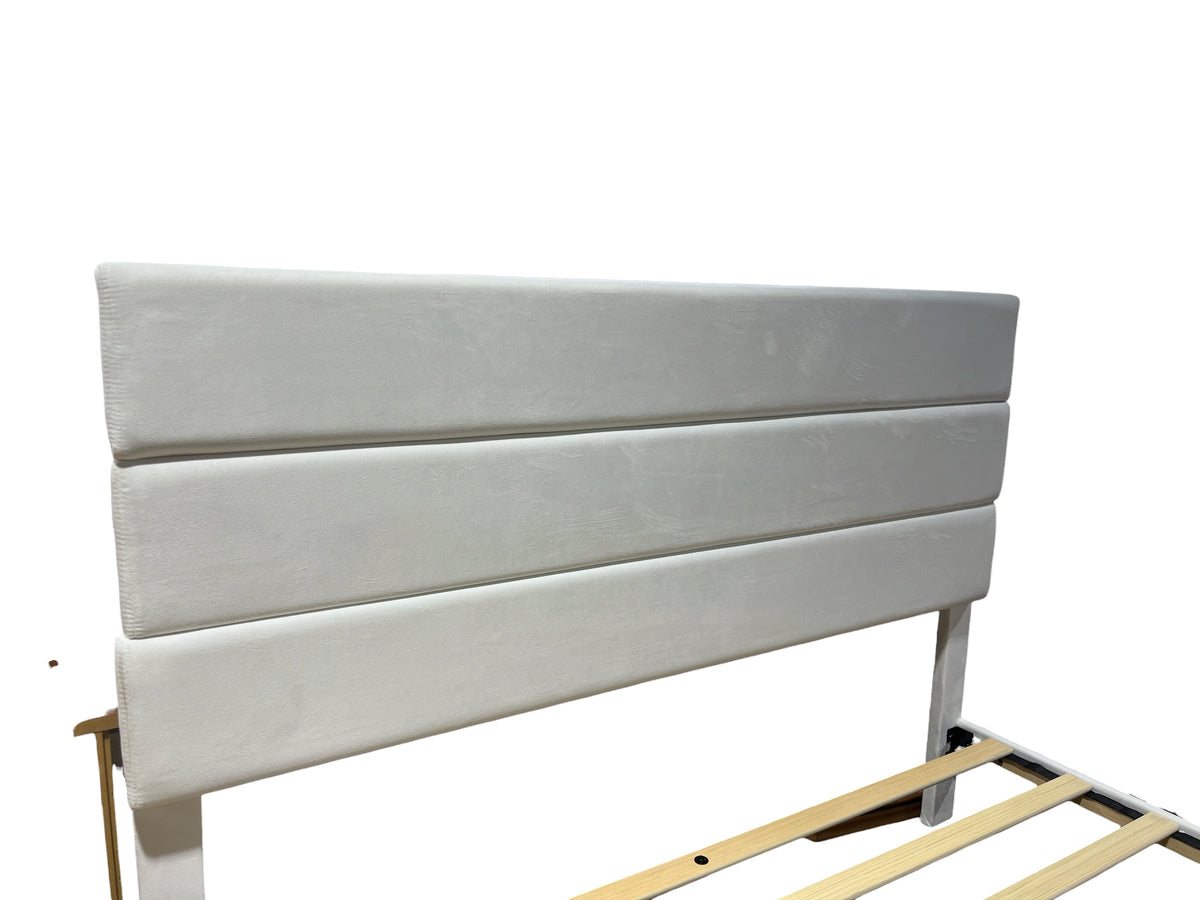 Modern Off White Upholstered Queen Bedframe