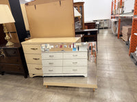 Light Colored Veneer 6 Drawer Dresser with Matching Mirror
