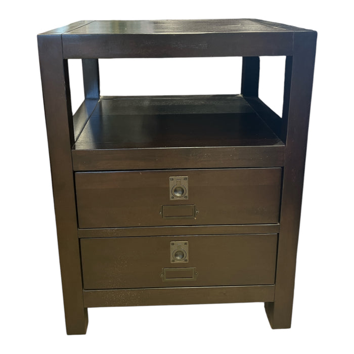 Pottery Barn Rhys Collection Campaign Style Wooden Side Table w/ Drawers