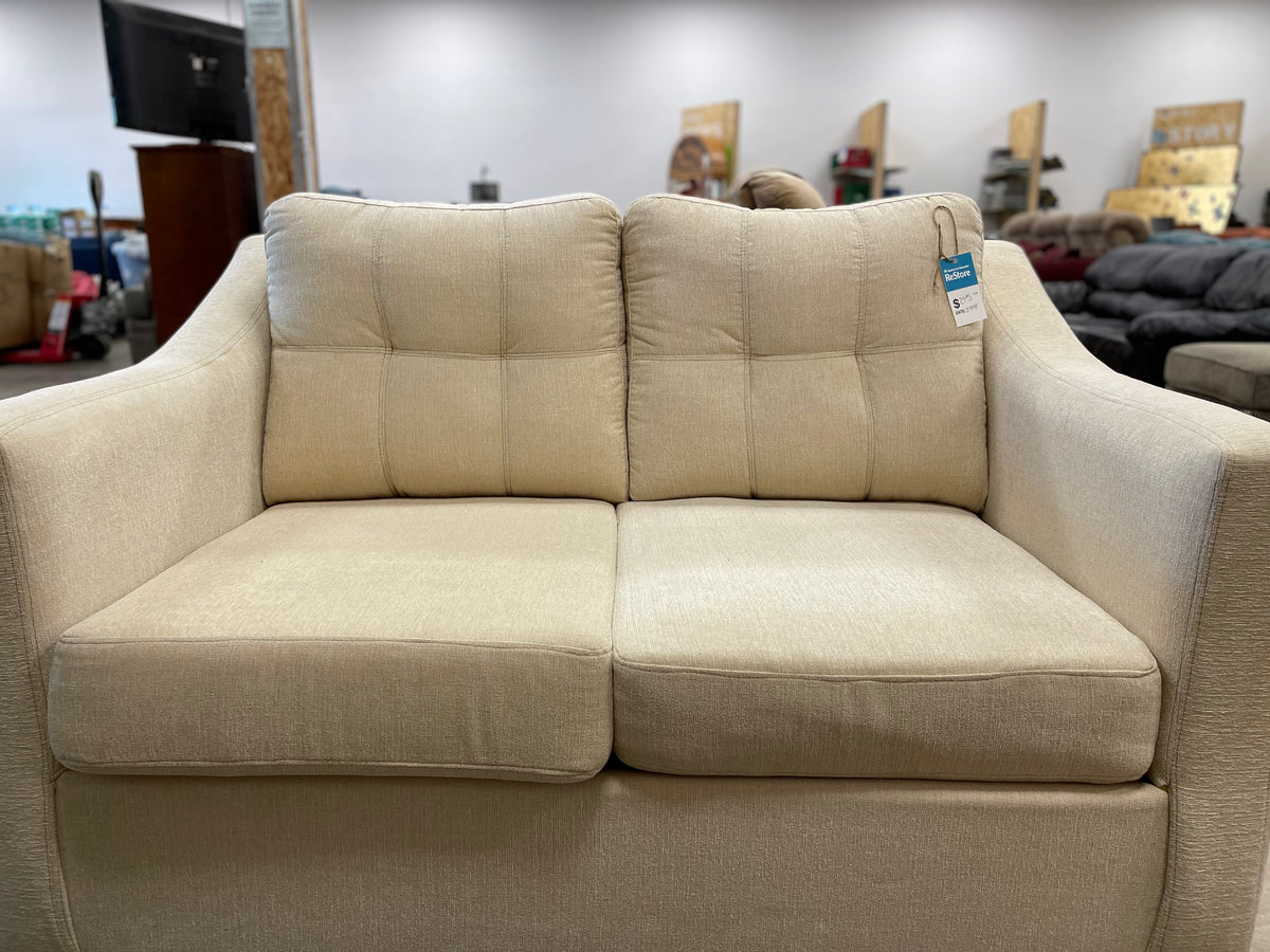 Beige Love Seat With Plastic Feet