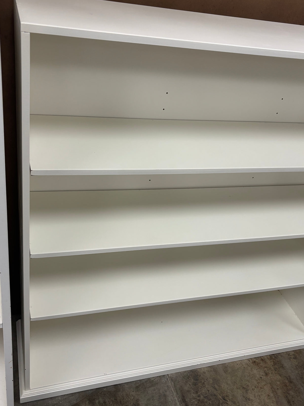 Wide White Wooden Bookshelf