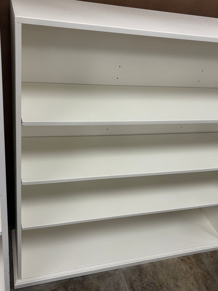 Wide White Wooden Bookshelf