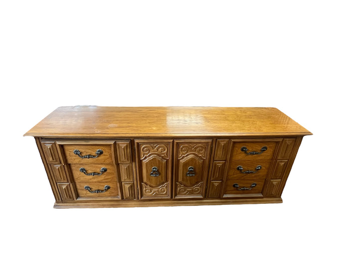 Solid Wood Sideboard With Ornate Carved Doors