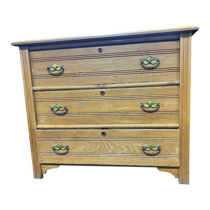 Farmhouse Style Bedroom Dresser w/ Floral Carved Detailing & Mirror