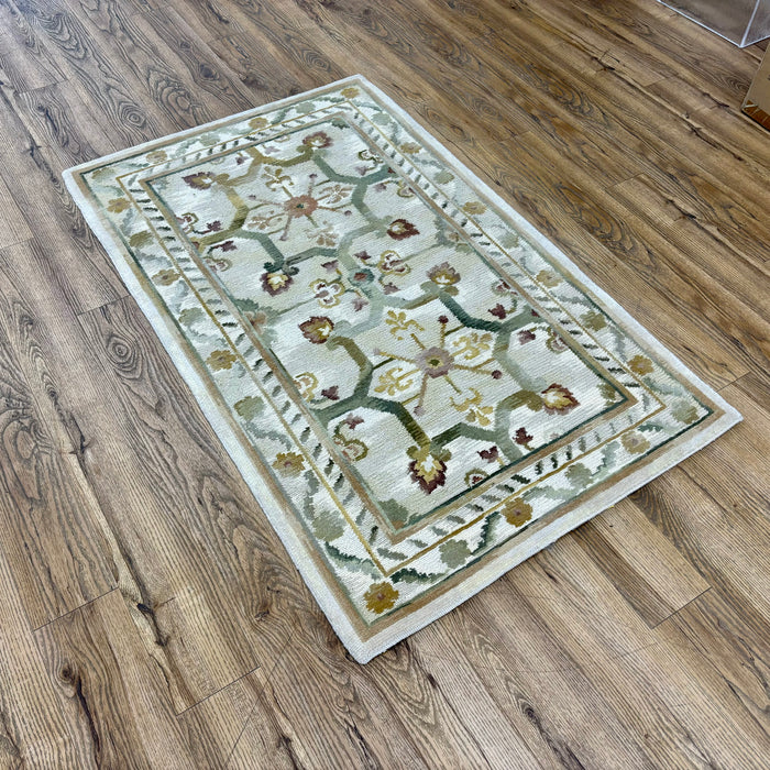 3x5-ft Floral Medallion Area Rug – 100% Wool, Hand Woven, 236