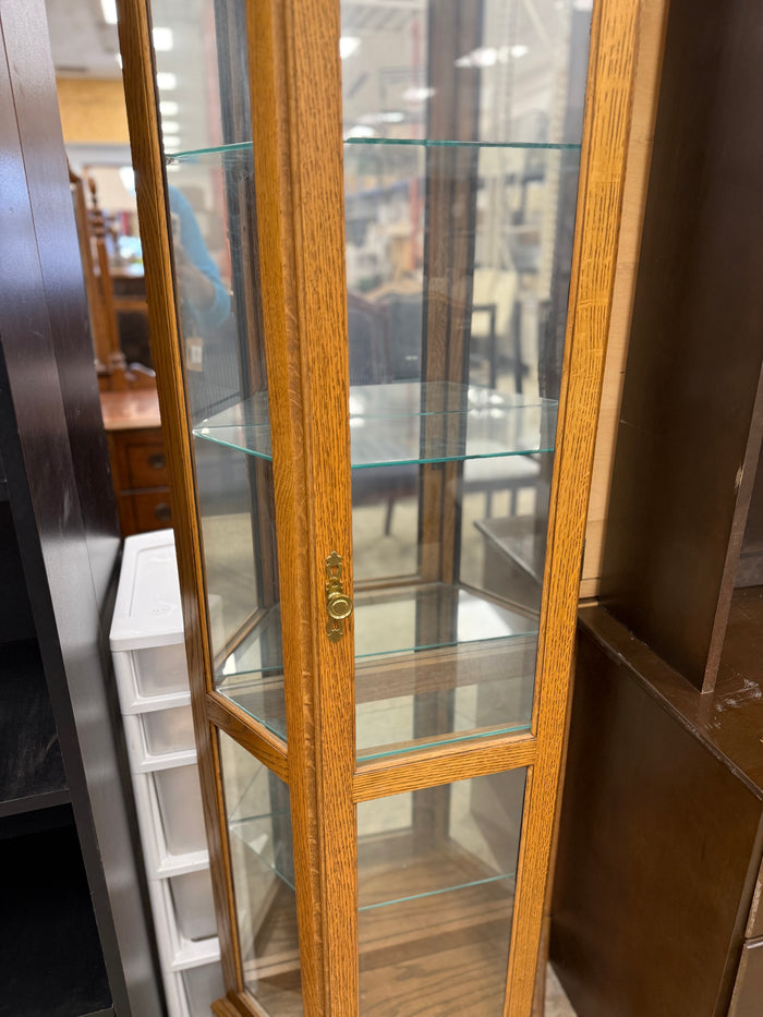 Light Wood Corner Curio Cabinet