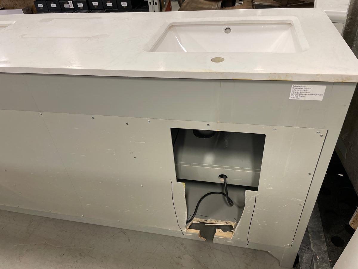 72"W Grey Vanity W/ Quartz Countertop