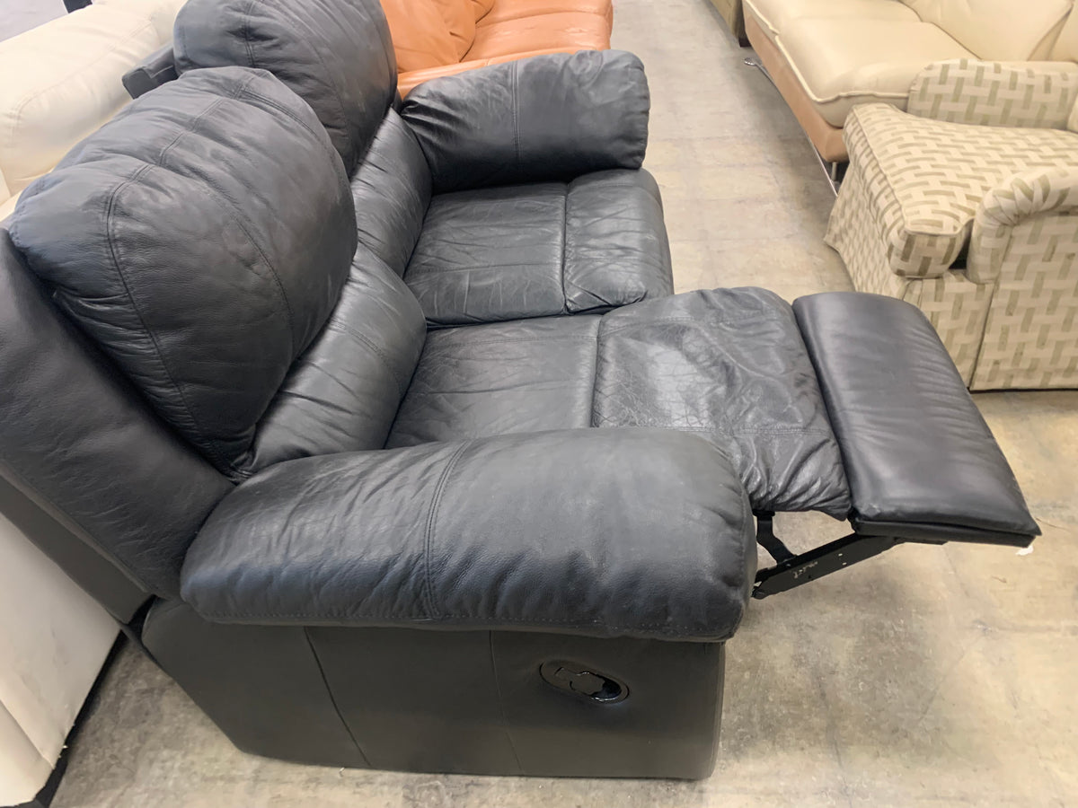 Black Leather Reclining Loveseat