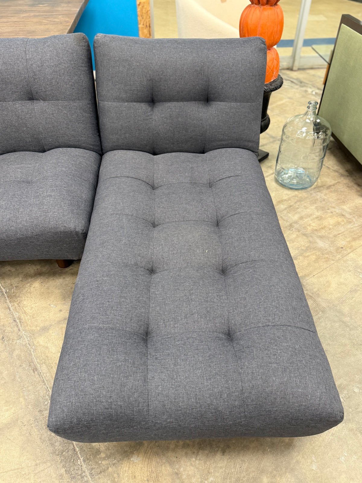 Light Grey Fabric L-Sectional (Set of 2)