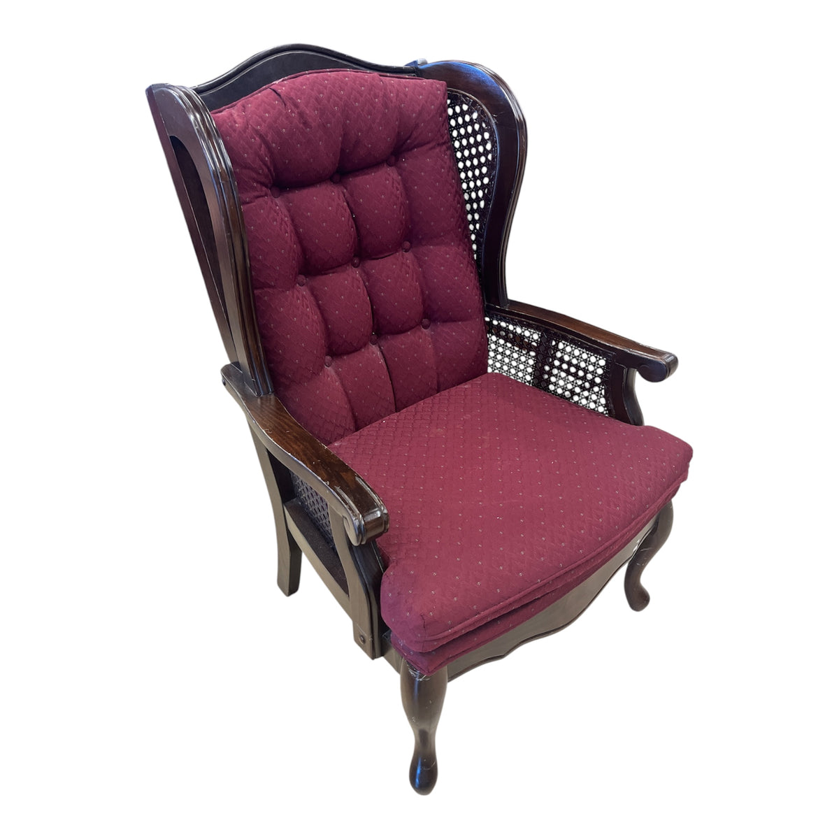 Kane Wing Chair With Burgundy Cushion