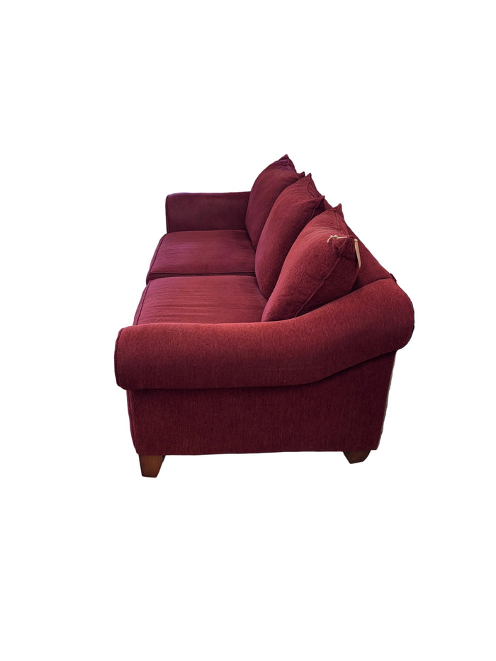 Traditional 3-Seater Red Fabric Sofa