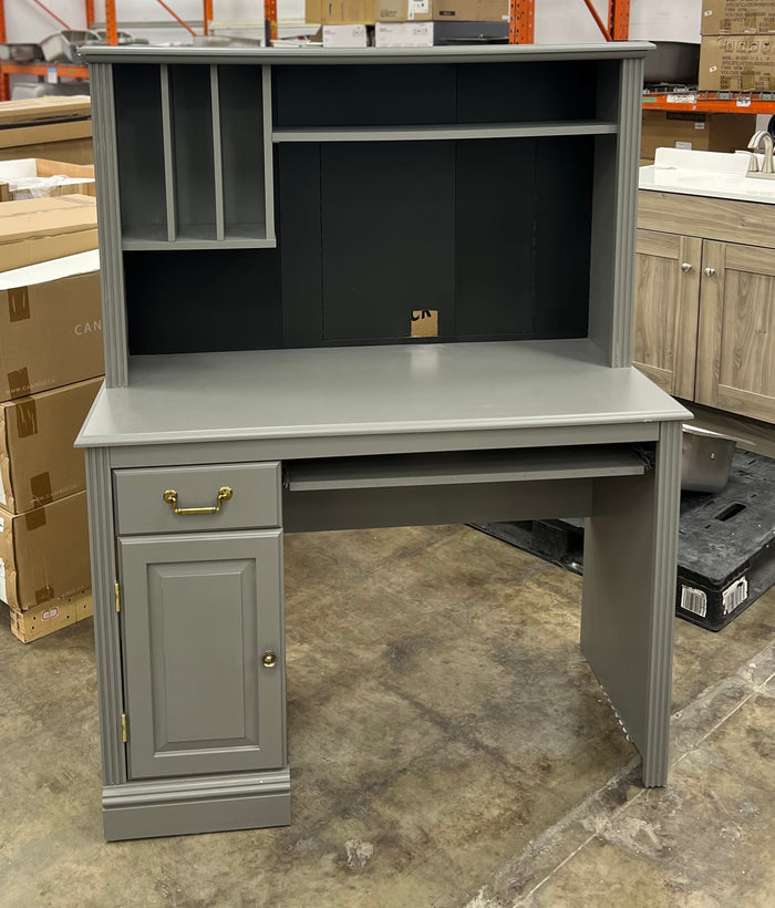 Light Grey Office Desk w/ Organization Hutch