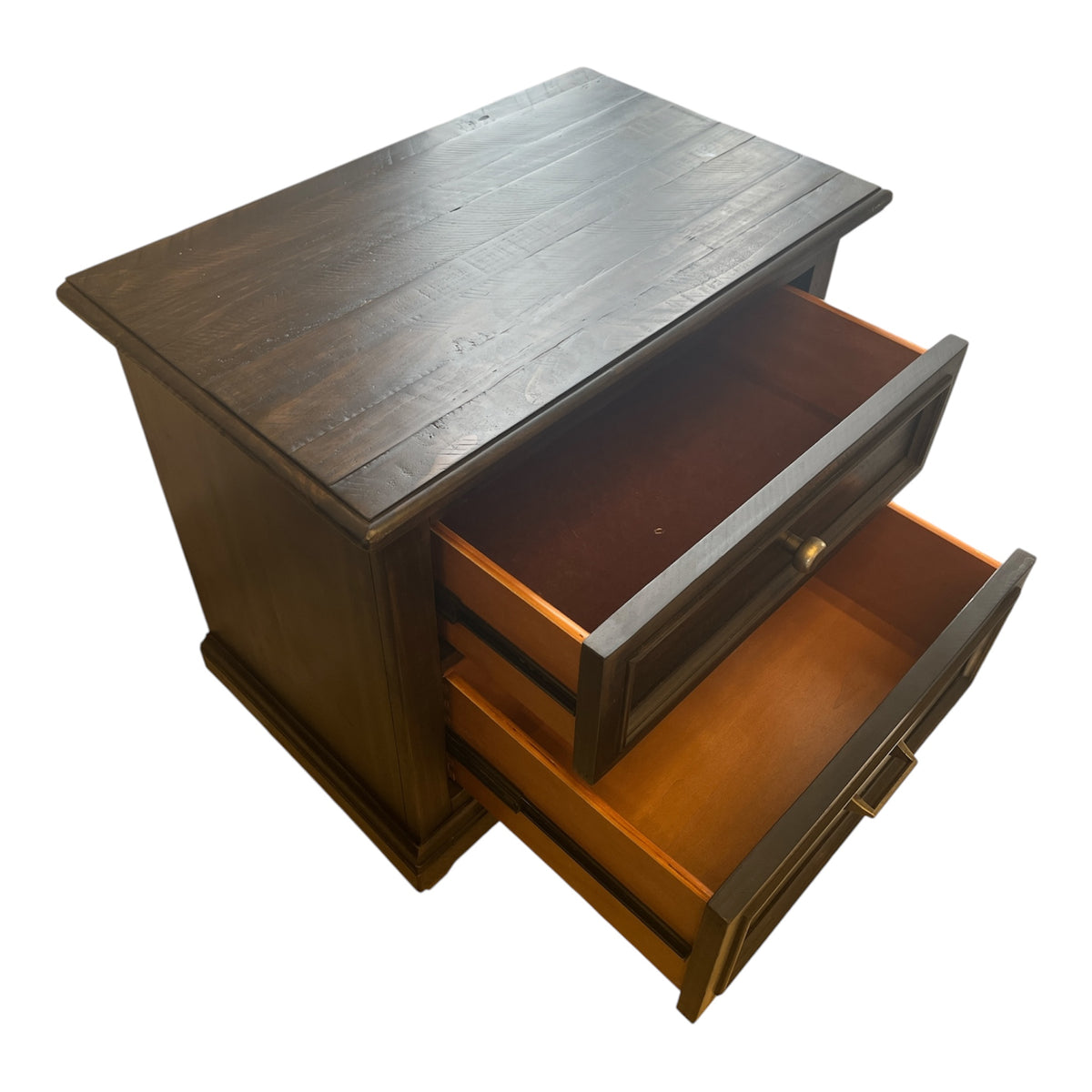 Weathered Grey Two-Drawer Nightstand