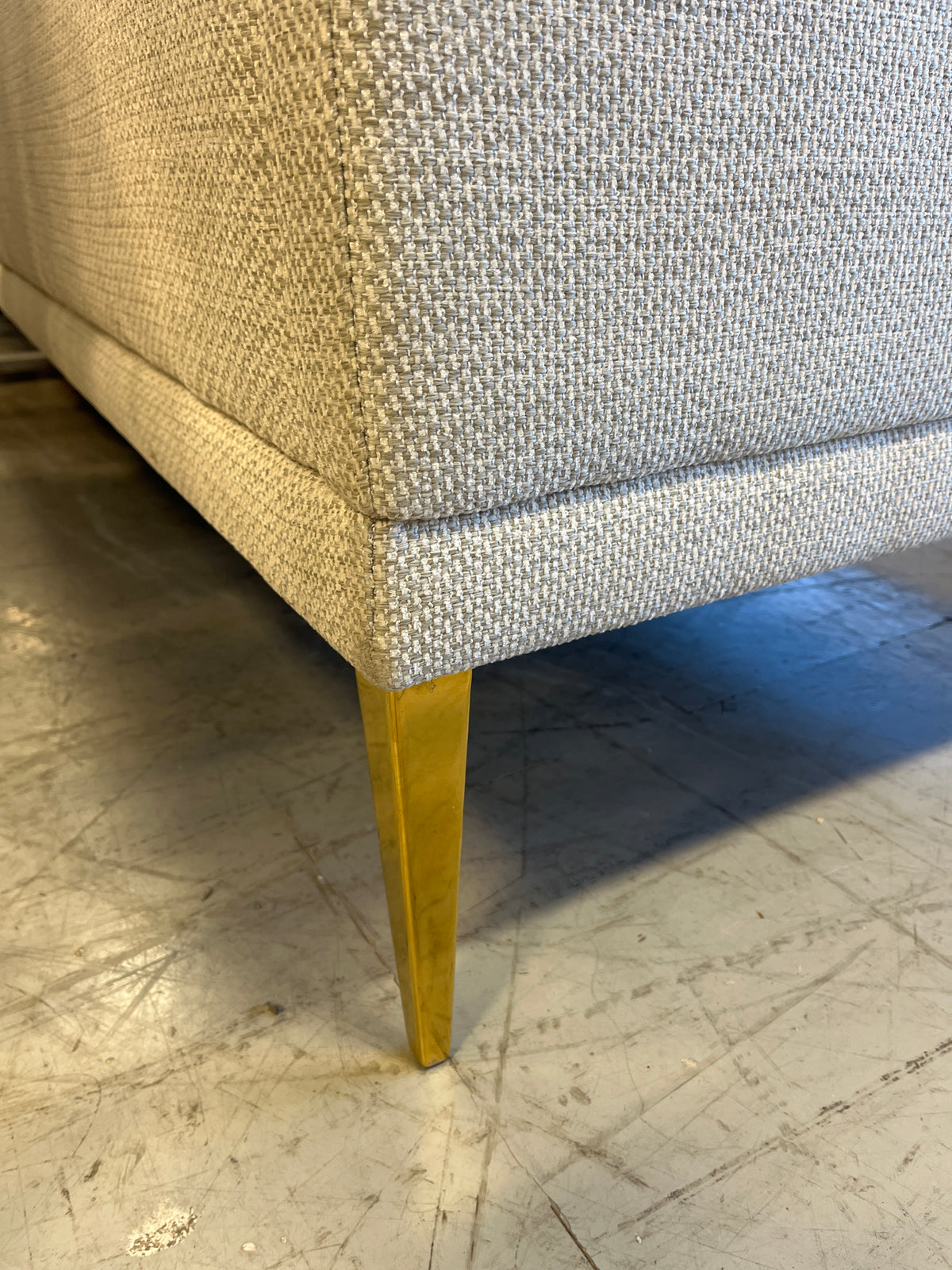 3-Seater Block-Style Light Colored Textured Fabric Sofa