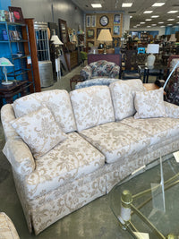 78" Cream Floral Pattern Cushioned Sofa