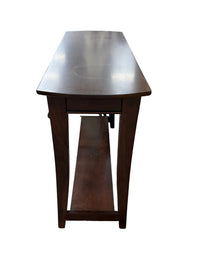 Dark Wood Curved Console Table with Drawer