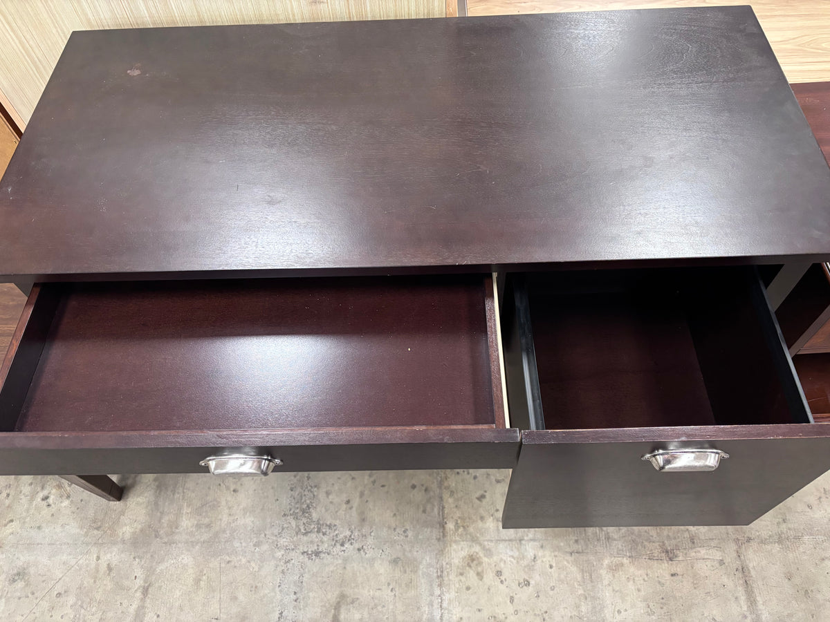Dark Wood-Finished Office Desk