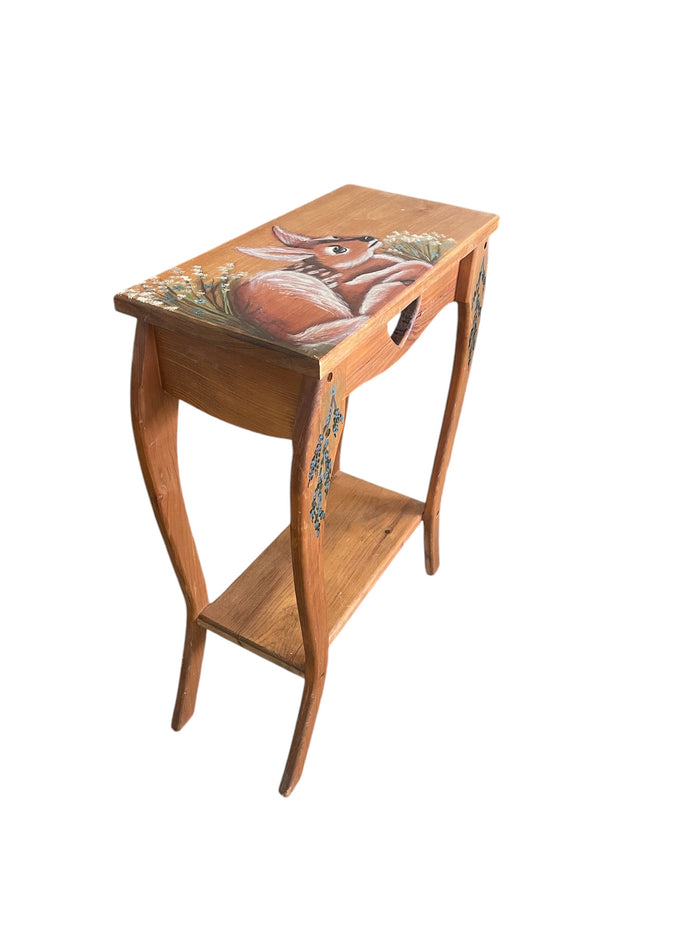 2-Tier Solid Wood Deer Side Table