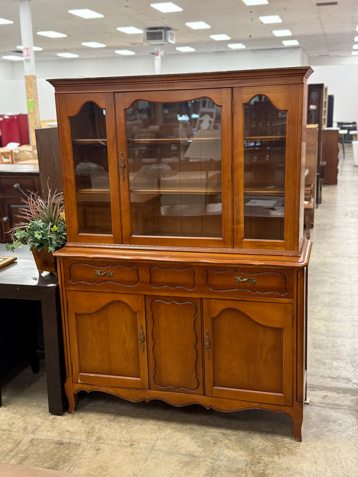 Light Honey Orange Brownish Dining Buffet with Hutch