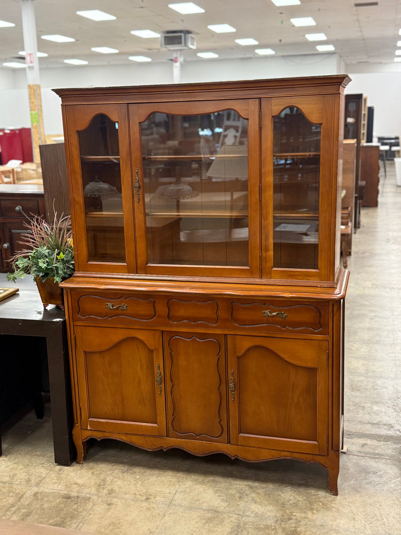 Light Honey Orange Brownish Dining Buffet with Hutch