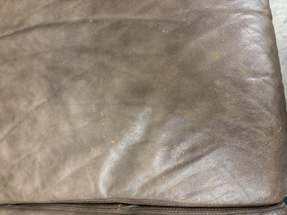 Beige Leather 3-Seater Sofa