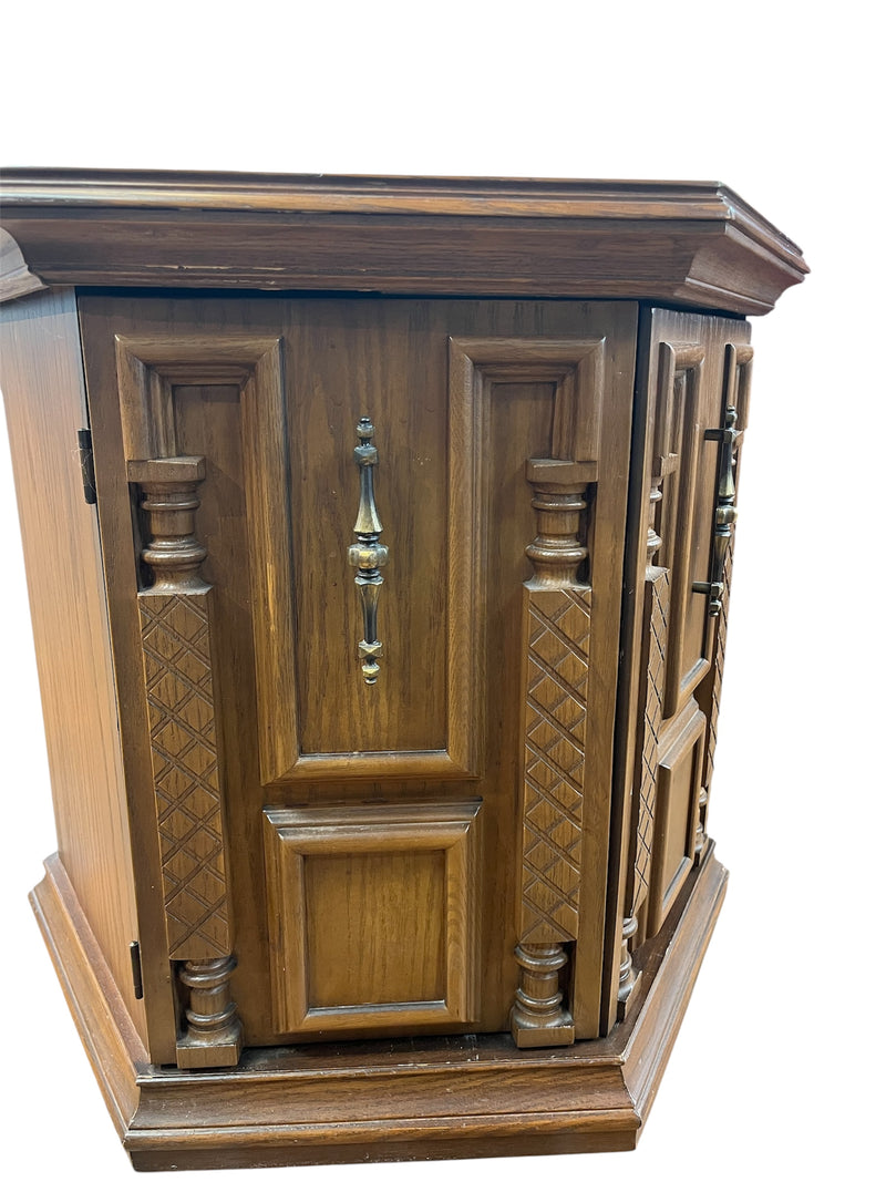 Hexagon Accent Table With Ornate Carving