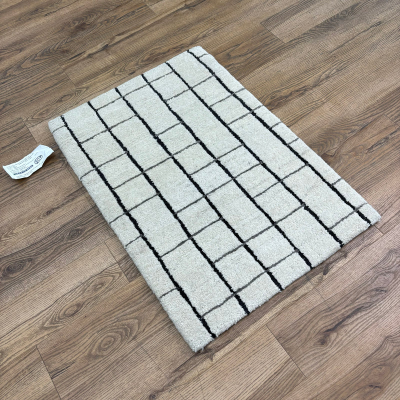 2x3-ft Blipmarks Neutral Laura Kirar Rug, 100% Wool, 2-0094104