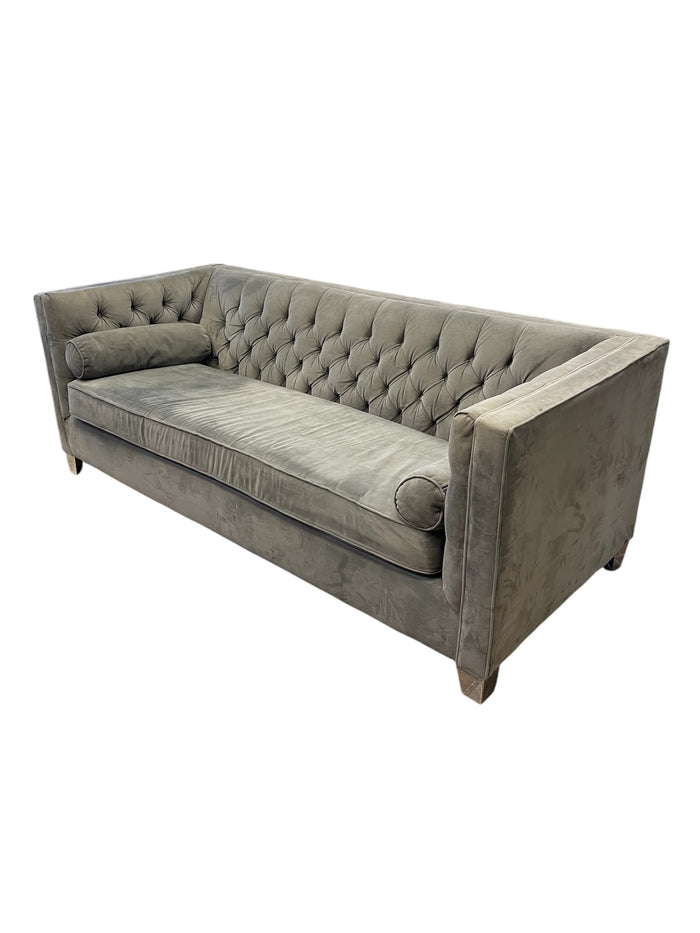 Velvet 3-Seater Sofa with Metal Legs