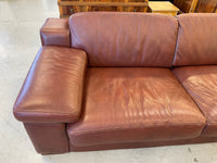 Brown Leather Sofa - 2-Seater with Tan Stitching
