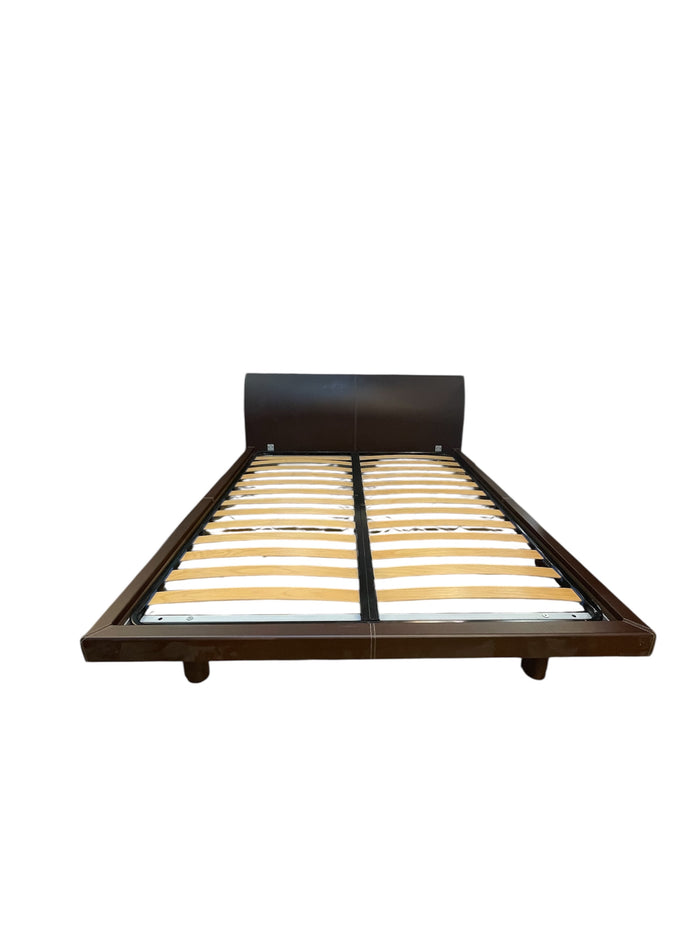 Queen Brown Faux Leather Bed Frame