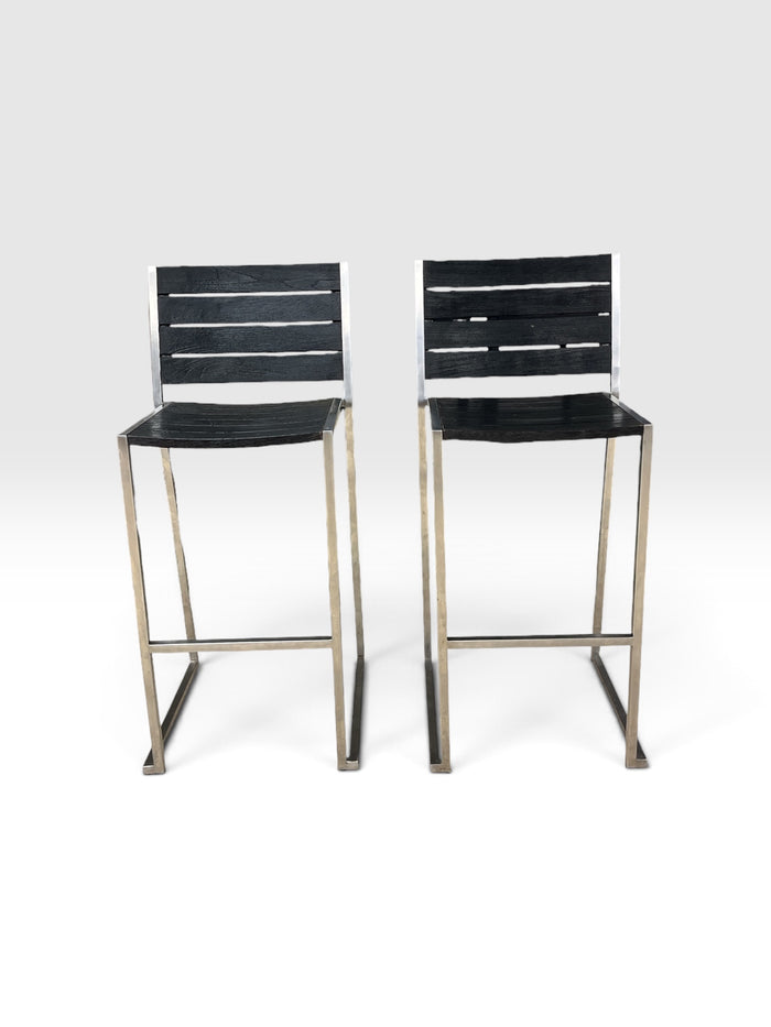 Set of 2 Mountain House Barstools with Stainless Steel Frame