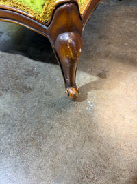 Mid-Century Hollywood Regency Chartreuse  Green Velvet Accent Chair