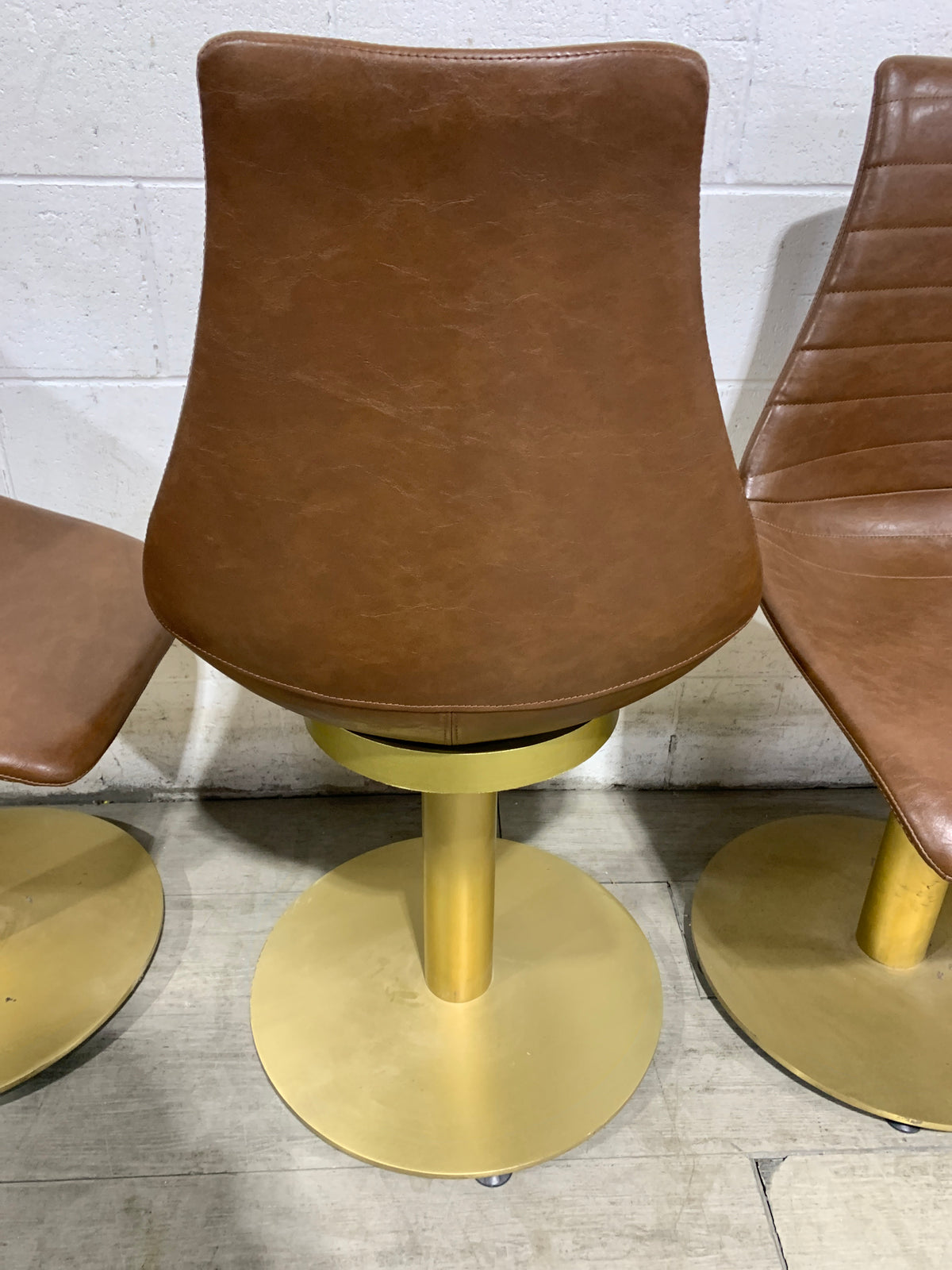 Set of Brown Leather Dining Chairs (4)