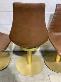 Set of Brown Leather Dining Chairs (4)