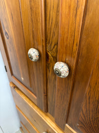 Golden Oak Tone Wooden Armoire