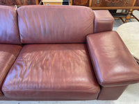 Brown Leather Sofa - 2-Seater with Tan Stitching