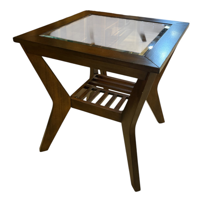 Contemporary Side Table with Glass Panes