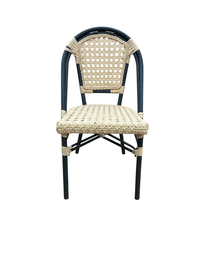 Modern Rattan Woven Chairs with Grey Frame