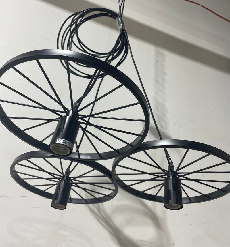 Black Spokes Wheel  Ceiling Light