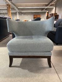 31"W Grey Armchair w/ Rivet Accent