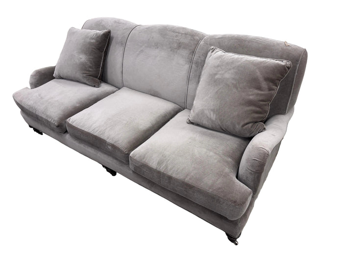 Grey Velvet 3-Seater Sofa