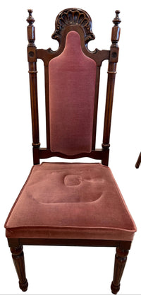 Set of 4 Dining Chairs - Armless, Dusty Pink Velour Fabric