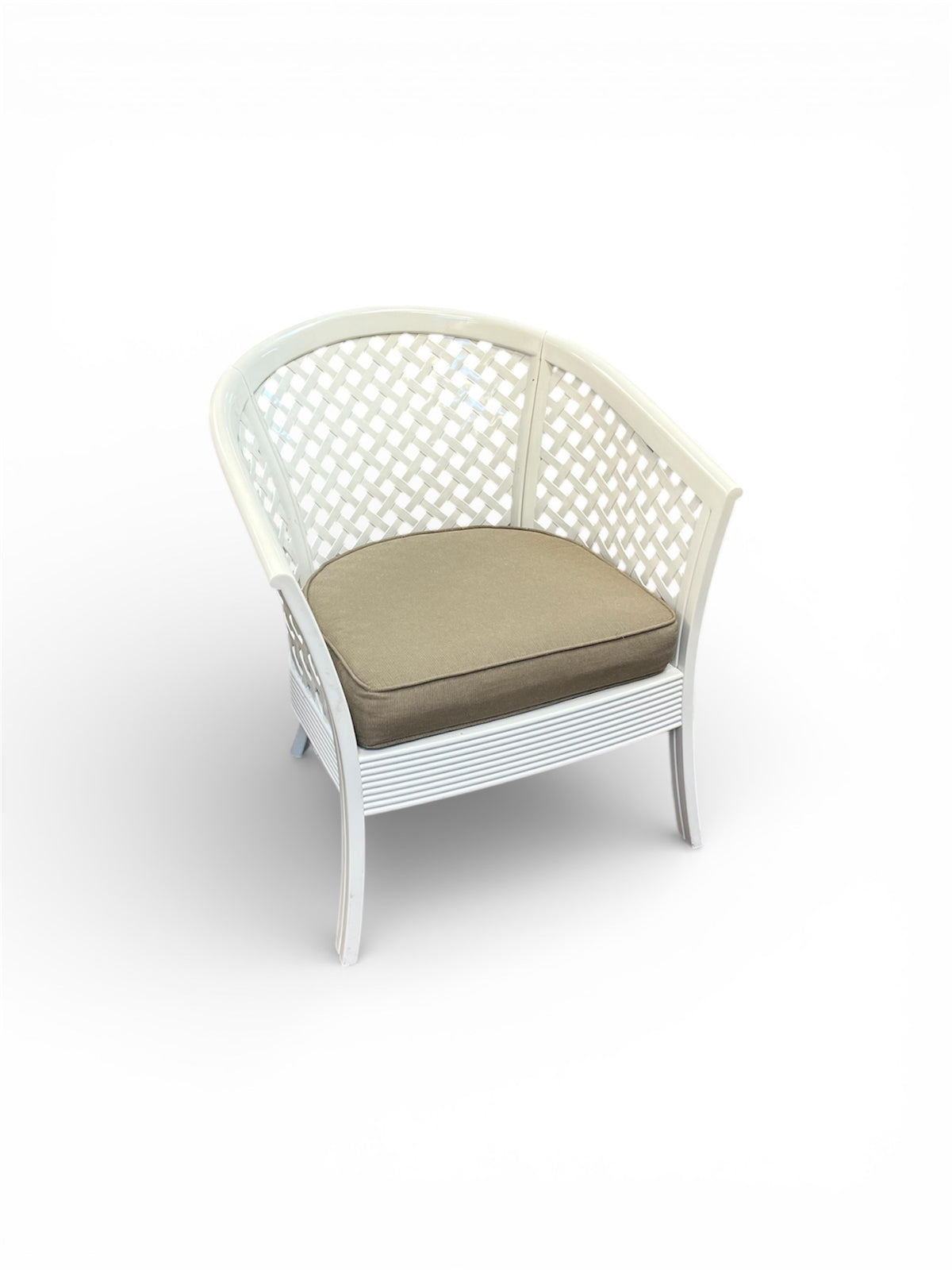 White Wicker Style Chair With Cushion
